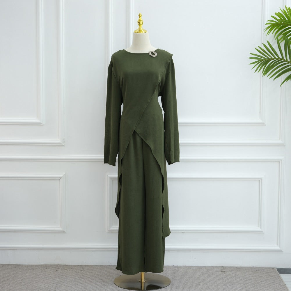LM6605 Stylish asymmetrical two-piece set (with optional headscarf)