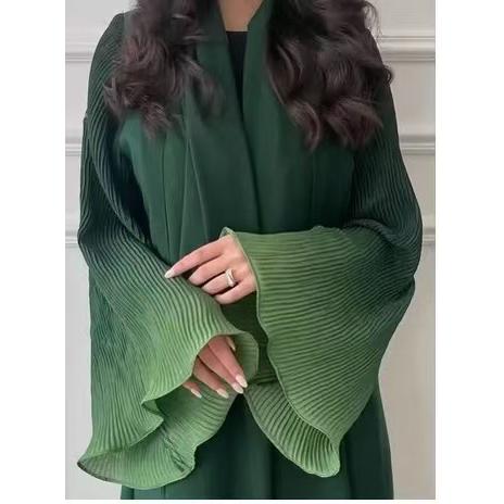 LUMAYASASERIES LUMAYA6721 Olive Ombre  Green Abaya with Gradient Cuffs