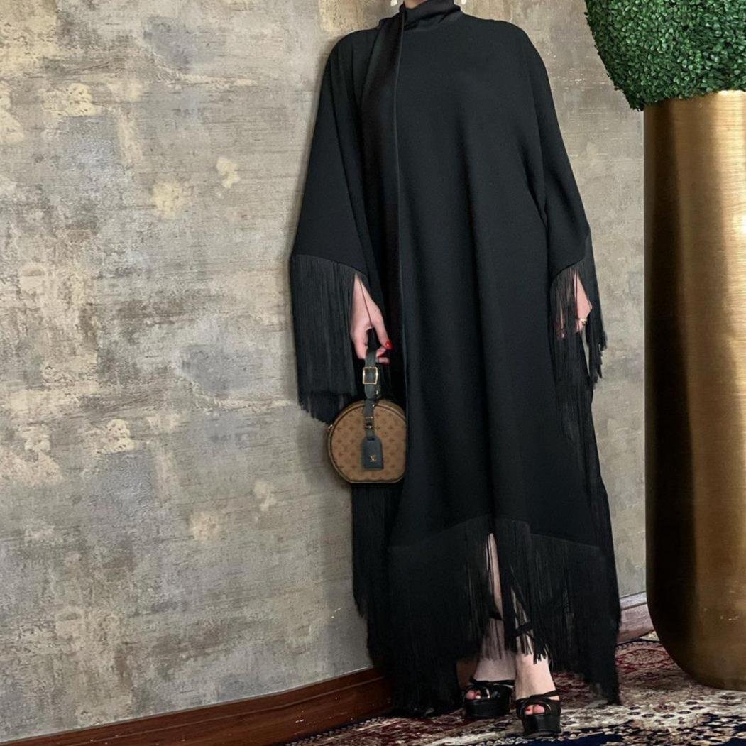 LUMAYA0467 Ladies Dolman Sleeve Tassel Kaftan High Fashion Dress modest party dress