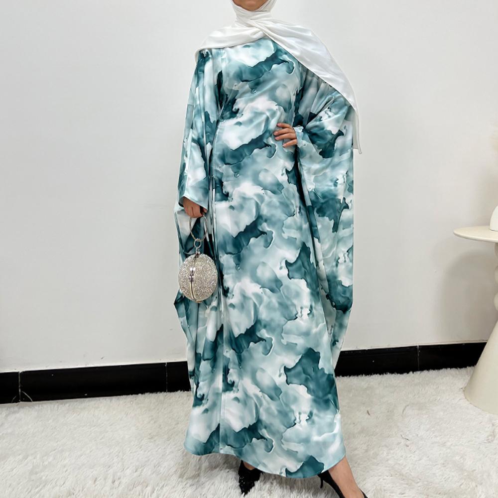 LUMAYA6502 Loose-fitting Printed Robe (headscarf Not Included)