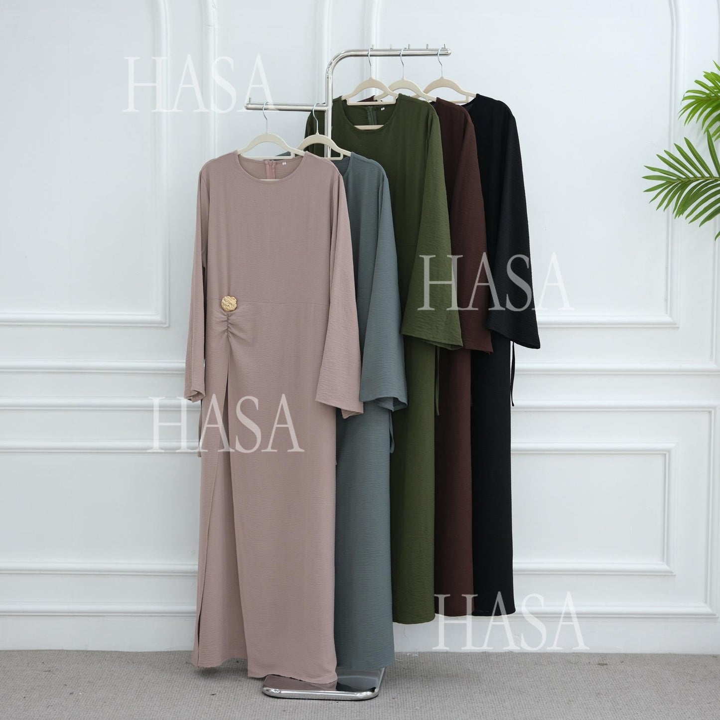 LUMAYA6549 Minimalist Abaya with Waist Detail