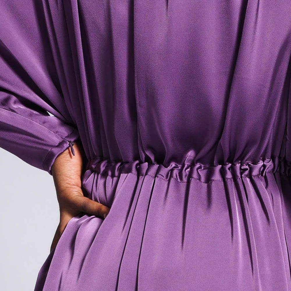 LUMAYA LUMAYA0435 Temperament Solid Color Raglan Dress