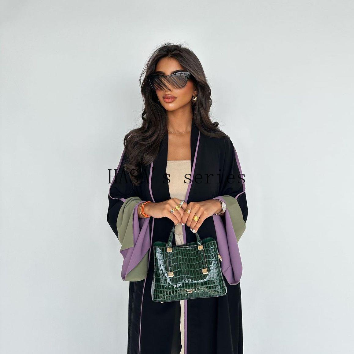 LUMAYA5089 Color-blocked Patchwork Long-sleeved Dress, A Stylish and Elegant Long Design.