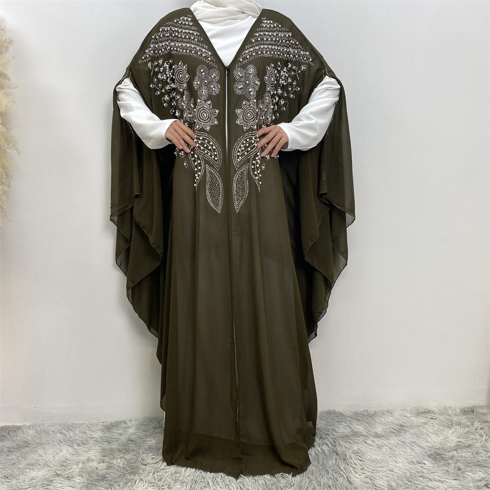 LUMAYA LUMAYA1085 Muslim Rhinestone Cardigan Dress