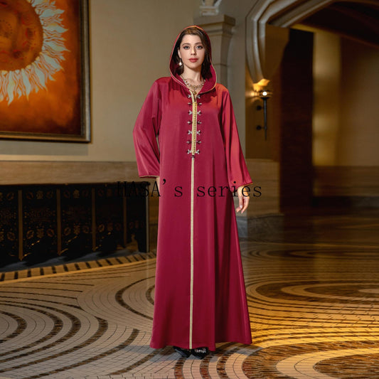 LMSA's Series  LM1231 Jeweled Ribbon Satin Home Dress Abaya