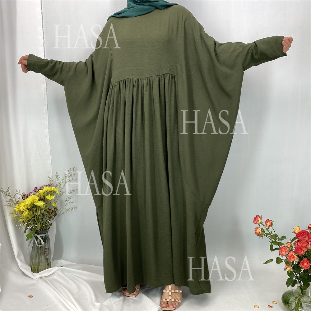 LM6586 Loose Turkish Pleated Dress, Fashionable Long Design