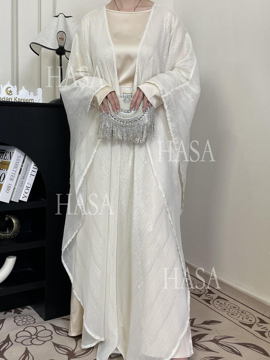 LM6571 Gold embellished long Abaya skirt set