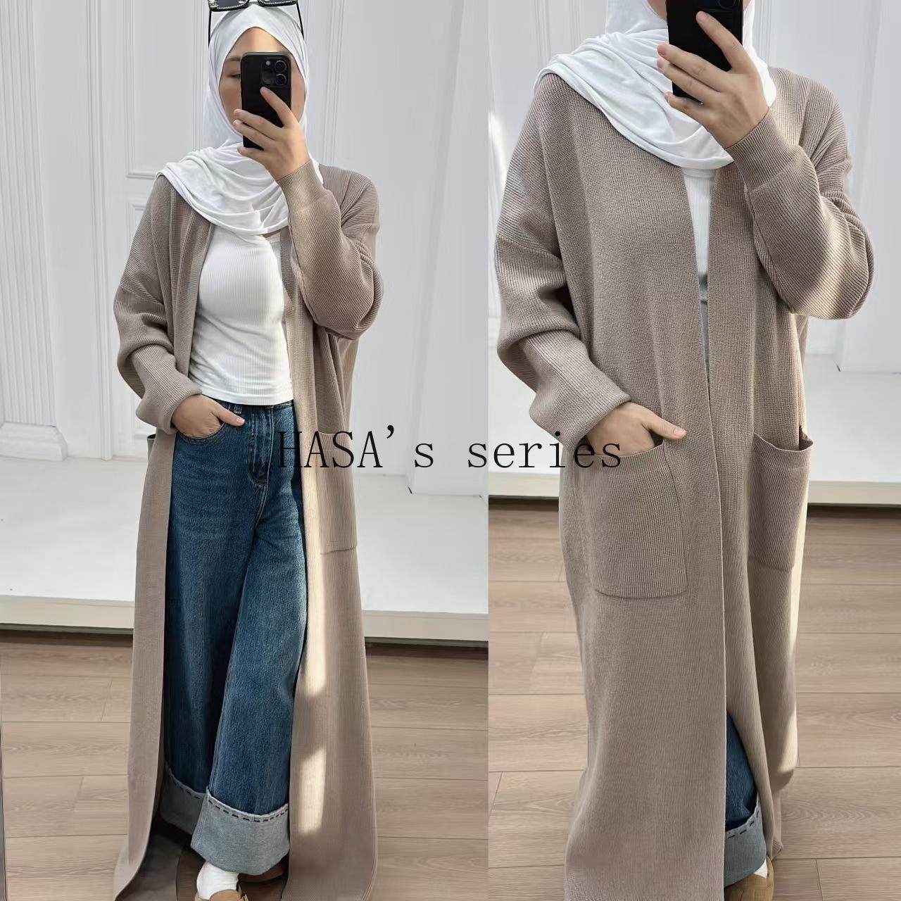 LUMAYA5439 Temperament Knitted Cardigan - Autumn and Winter Thick Loose Long Dress long  sleeve