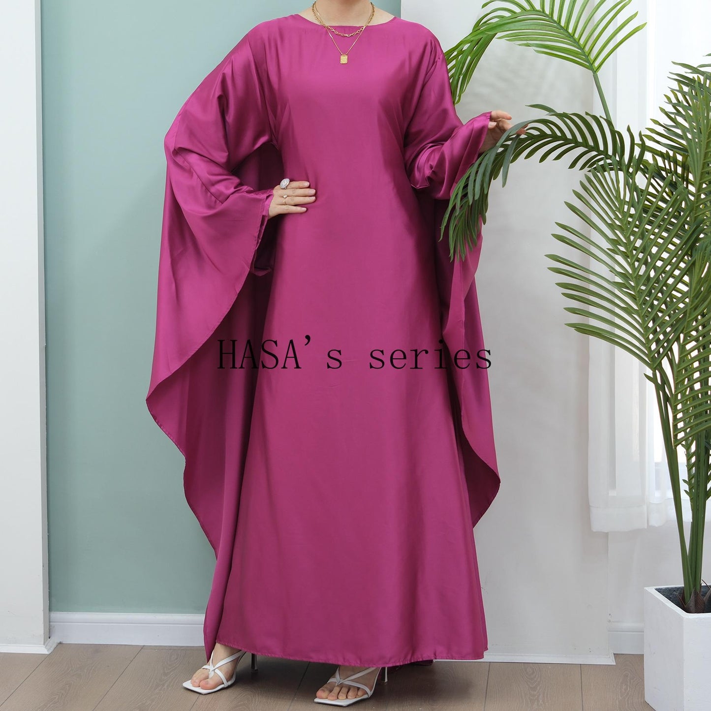 LUMAYA4835 High-density Stretch Satin Long Dress, Simple, Elegant, and Comfortable To Wear.