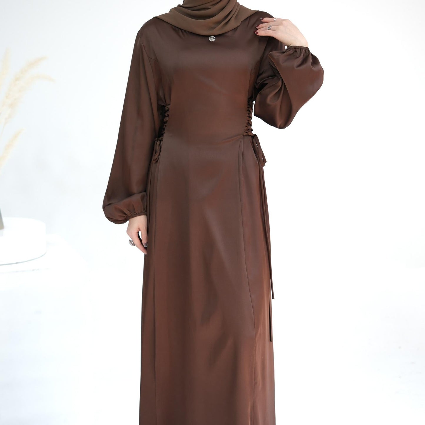 LUMAYA LUMAYA0991 Solid Color High-necked Slim Elegant Dress