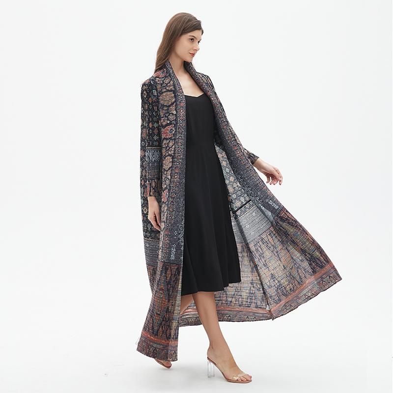 LUMAYA6727 Multicolor Printed Abaya with Traditional Motifs