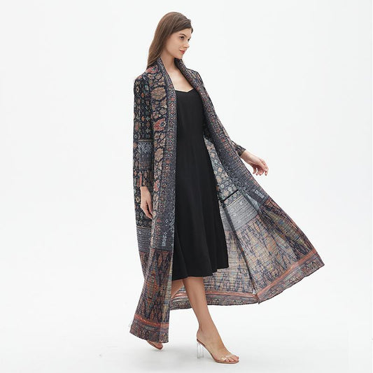 HS6727 Multicolor Printed Abaya with Traditional Motifs
