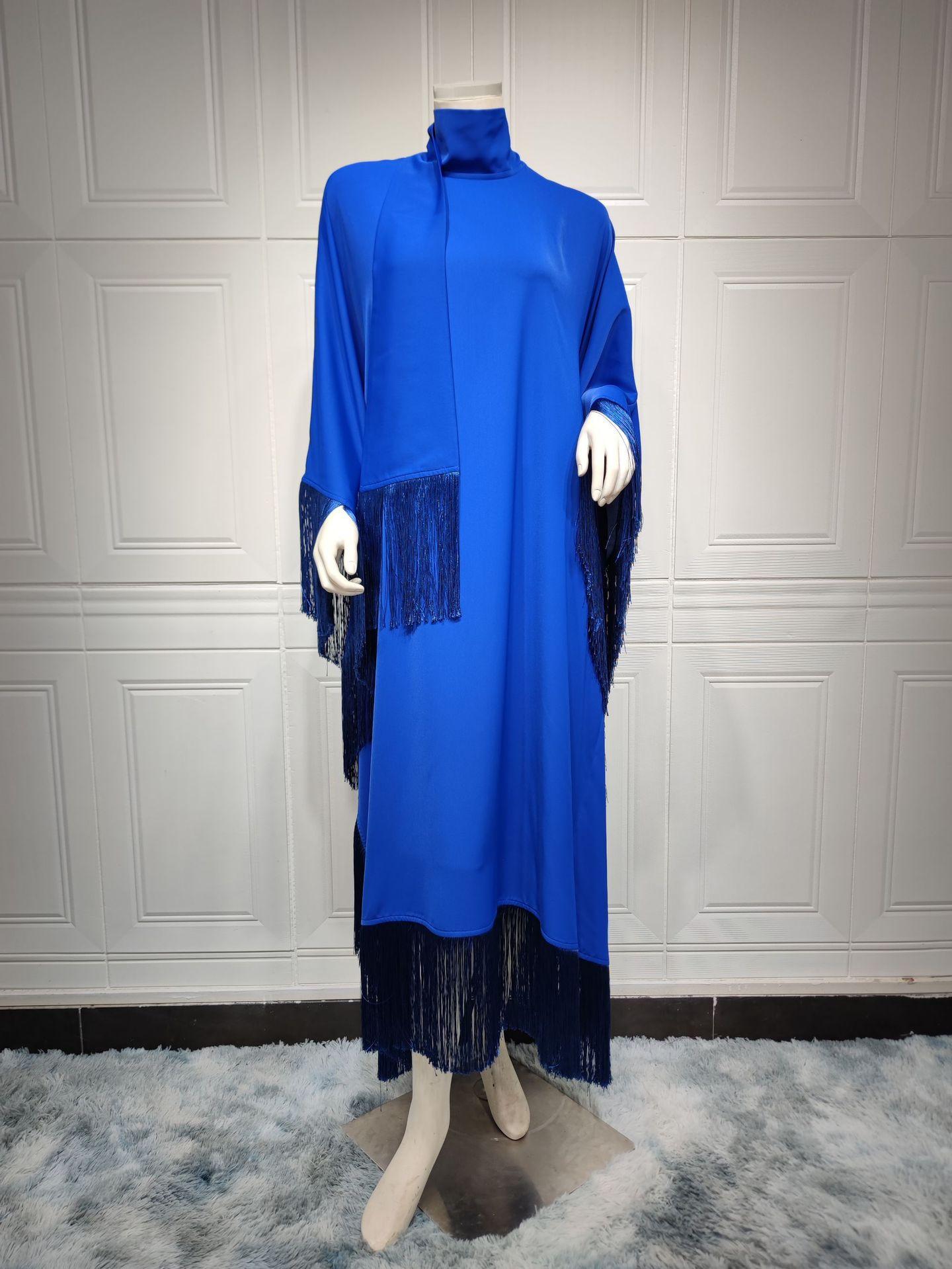 LUMAYA0467 Ladies Dolman Sleeve Tassel Kaftan High Fashion Dress modest party dress