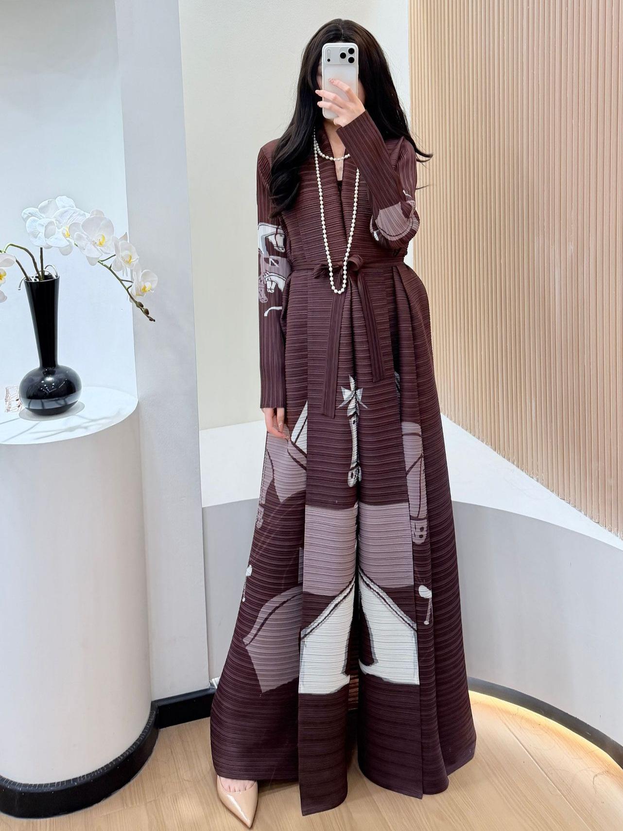 LUMAYA6718 Questrian Elegance | Brown Abaya with Horse Motifs