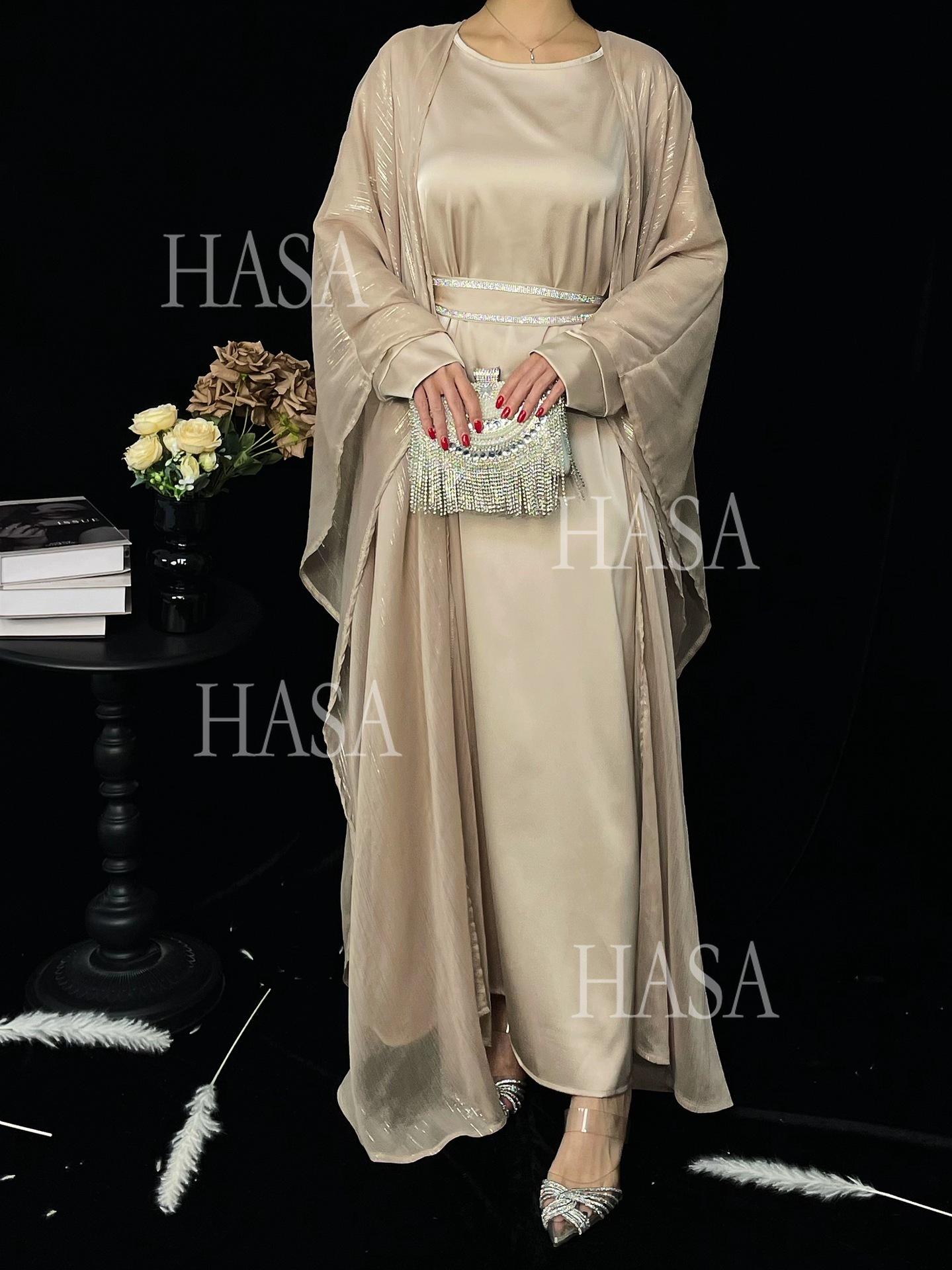 LM6571 Gold embellished long Abaya skirt set