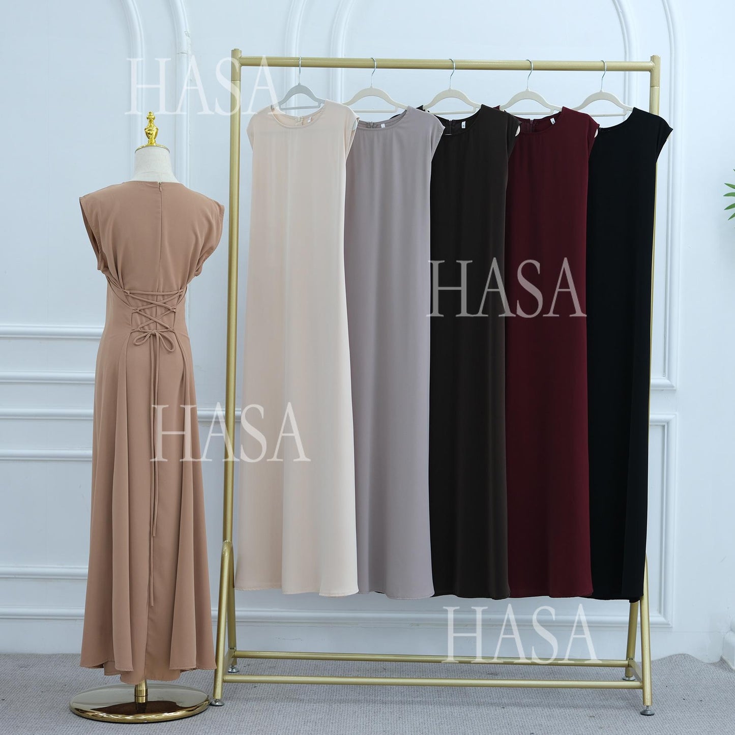 LUMAYA6470 Sleeveless Long Dress with Adjustable Back Lacing