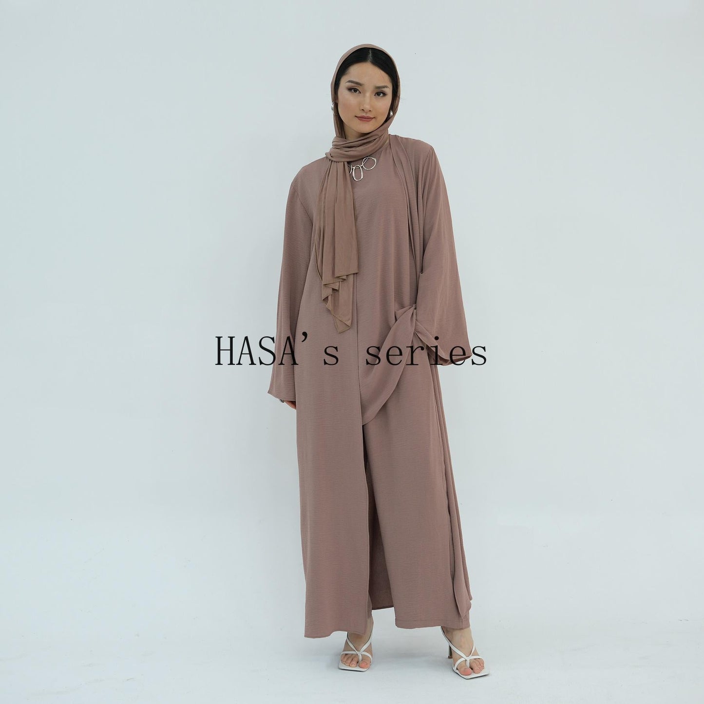 LUMAYA5107 Minimalist Style Three-piece Set | Solid Color Long Coat Paired with A Loose Two-piece Suit.