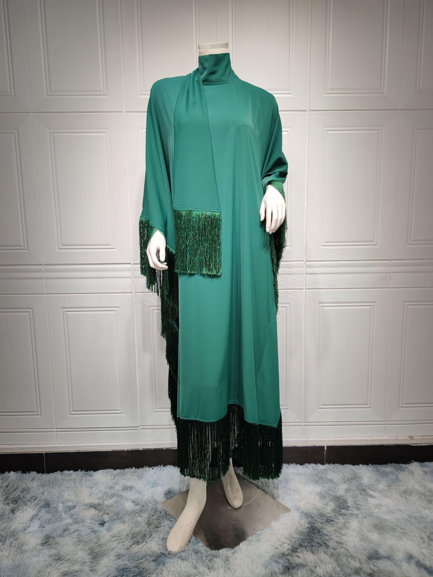 LUMAYA0467 Ladies Dolman Sleeve Tassel Kaftan High Fashion Dress modest party dress