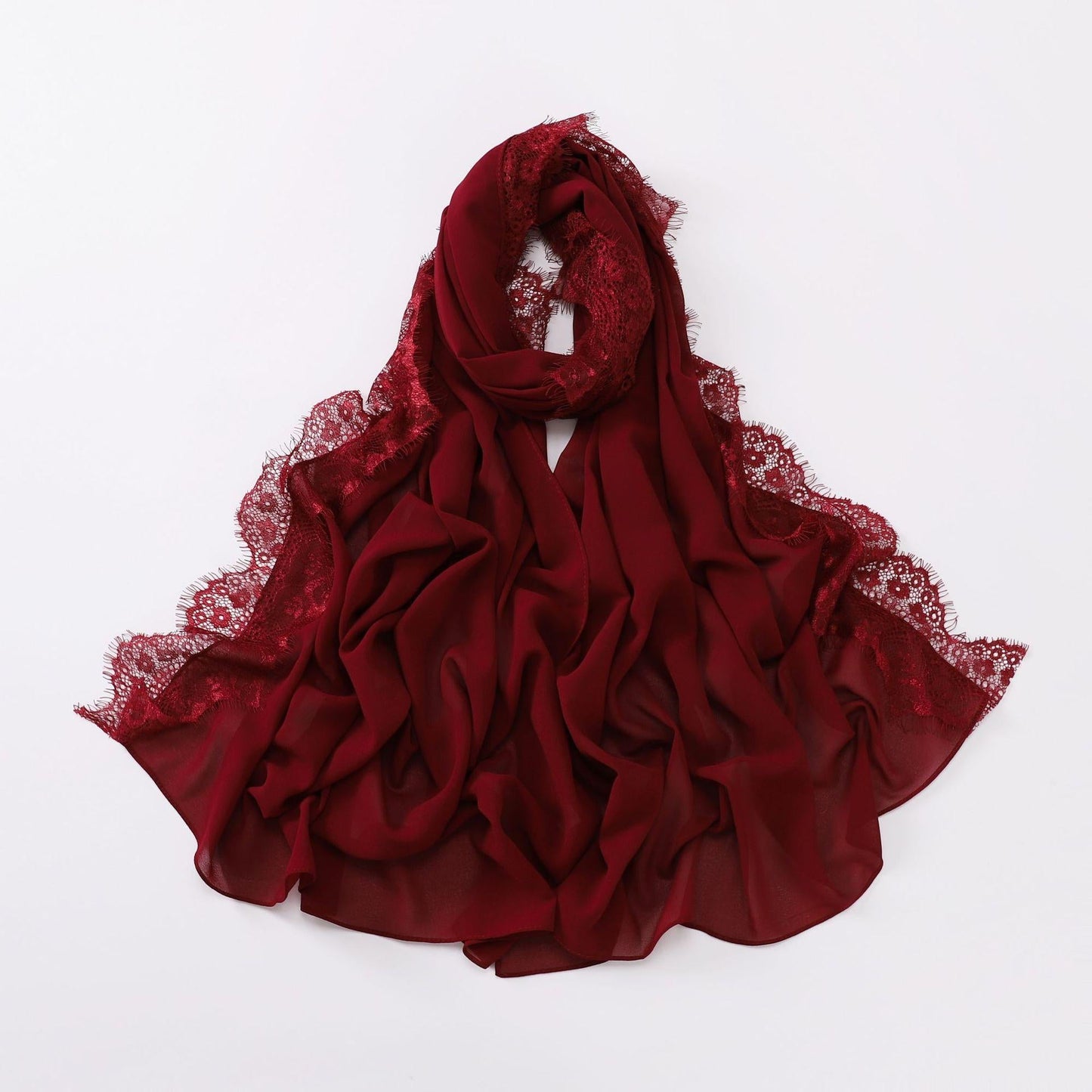LUMAYA LM1119 Chiffon Lace Edge Headband Hijab