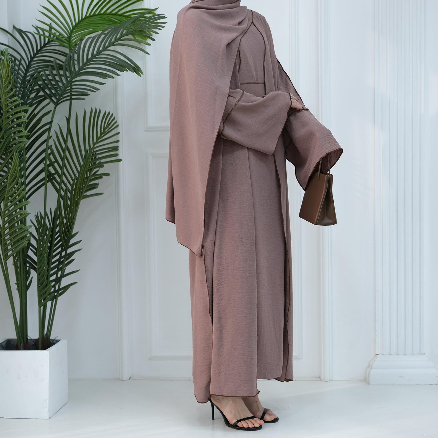 LUMAYA LM1095 3pcs Set Cardigan+without Sleeves Inner Dress+Hijab