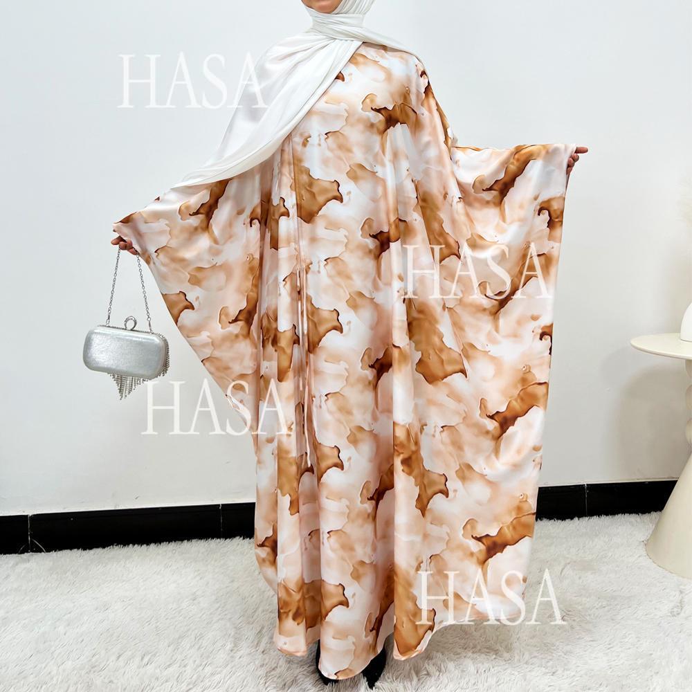 LUMAYA6502 Loose-fitting Printed Robe (headscarf Not Included)