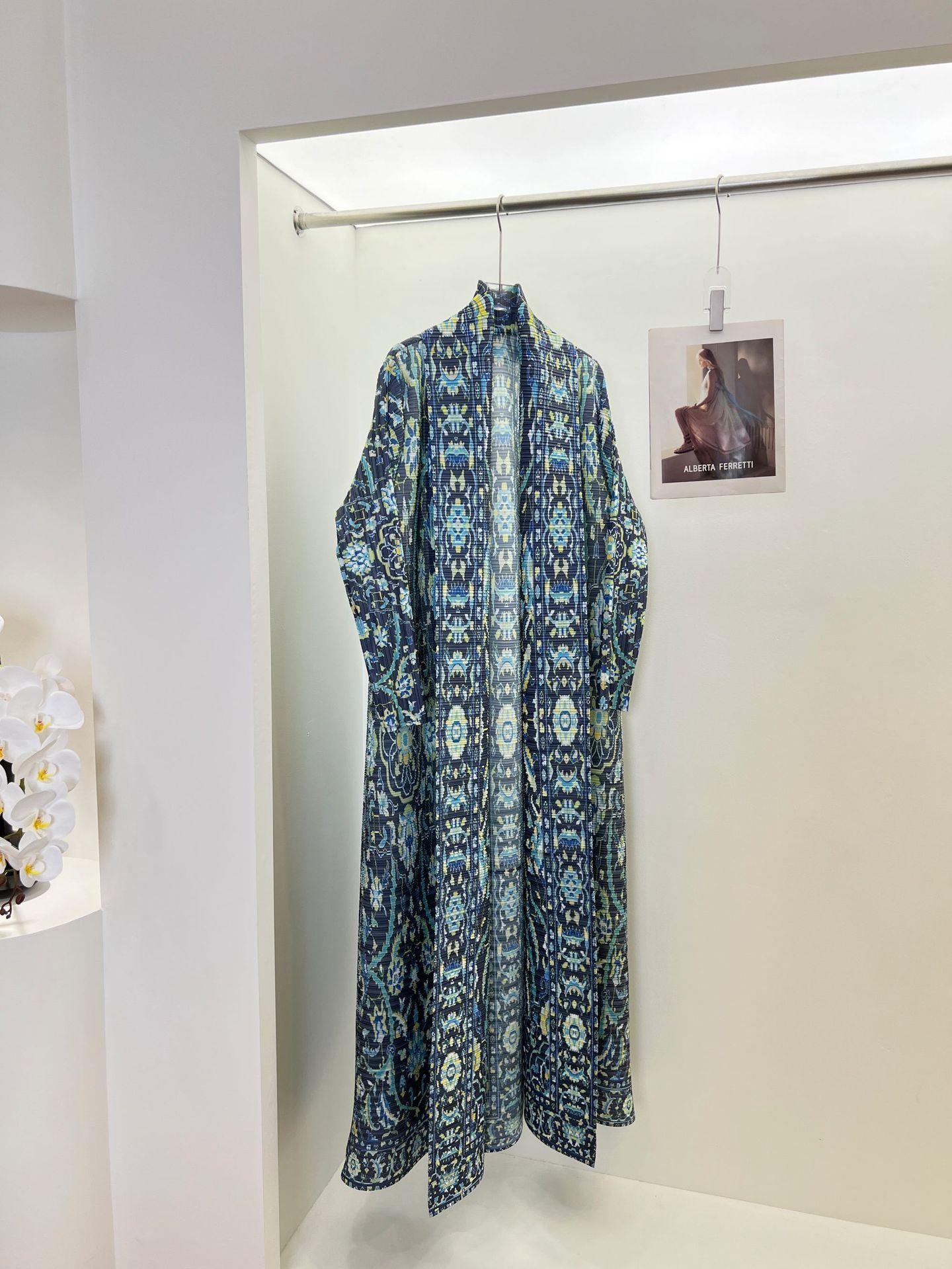 LUMAYA6716 Rtisan Elegance  Blue Printed Abaya with Traditional Motifs