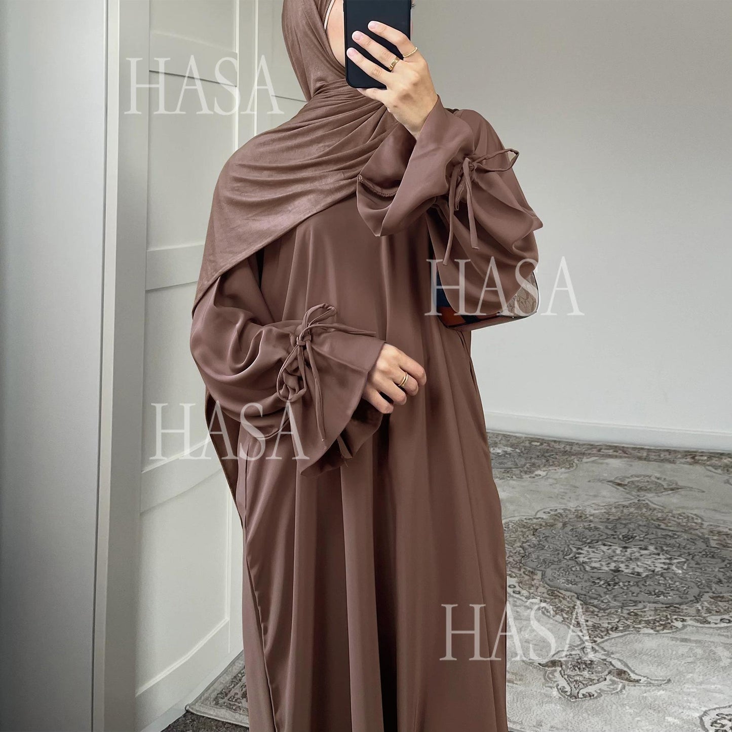 LUMAYA5861 Solid Color Sleeve Robe (without Headscarf), Elegant Temperament Instantly abaya girl