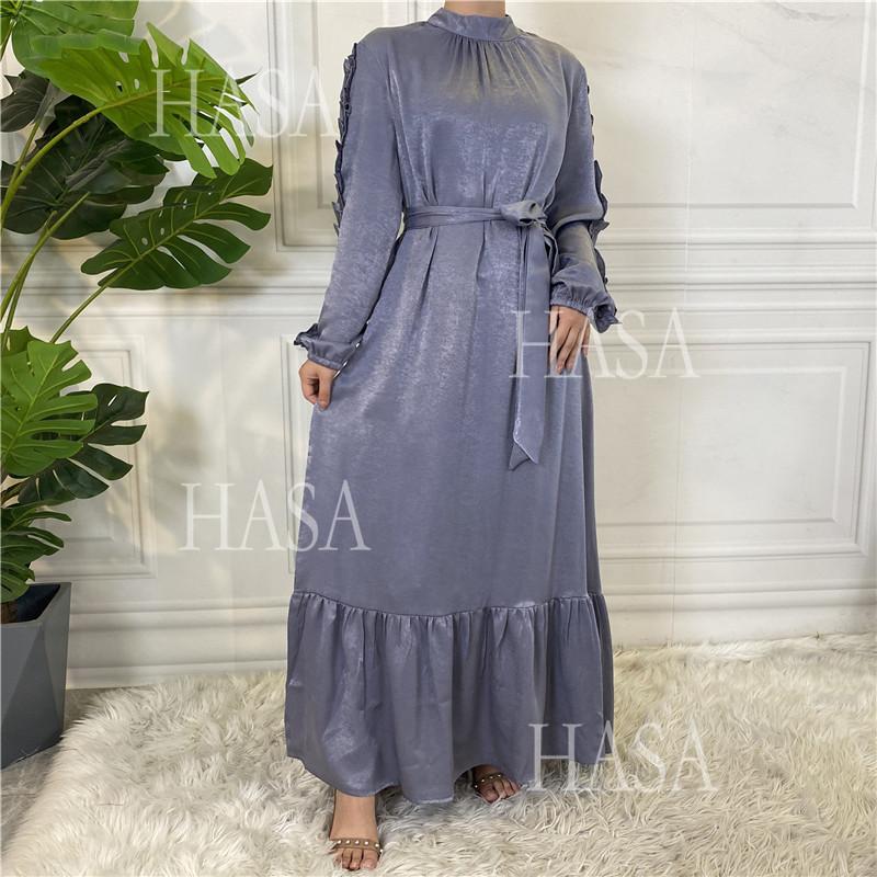 LM6591 Solid Color Turtleneck Long Sleeve Dress with Pleated Waistband