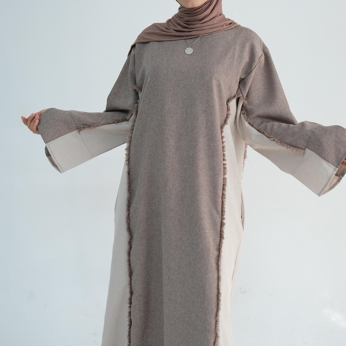 LUMAYA5508 Elegant patchwork robe - lightweight and comfortable, showing fashion taste plain casual dress