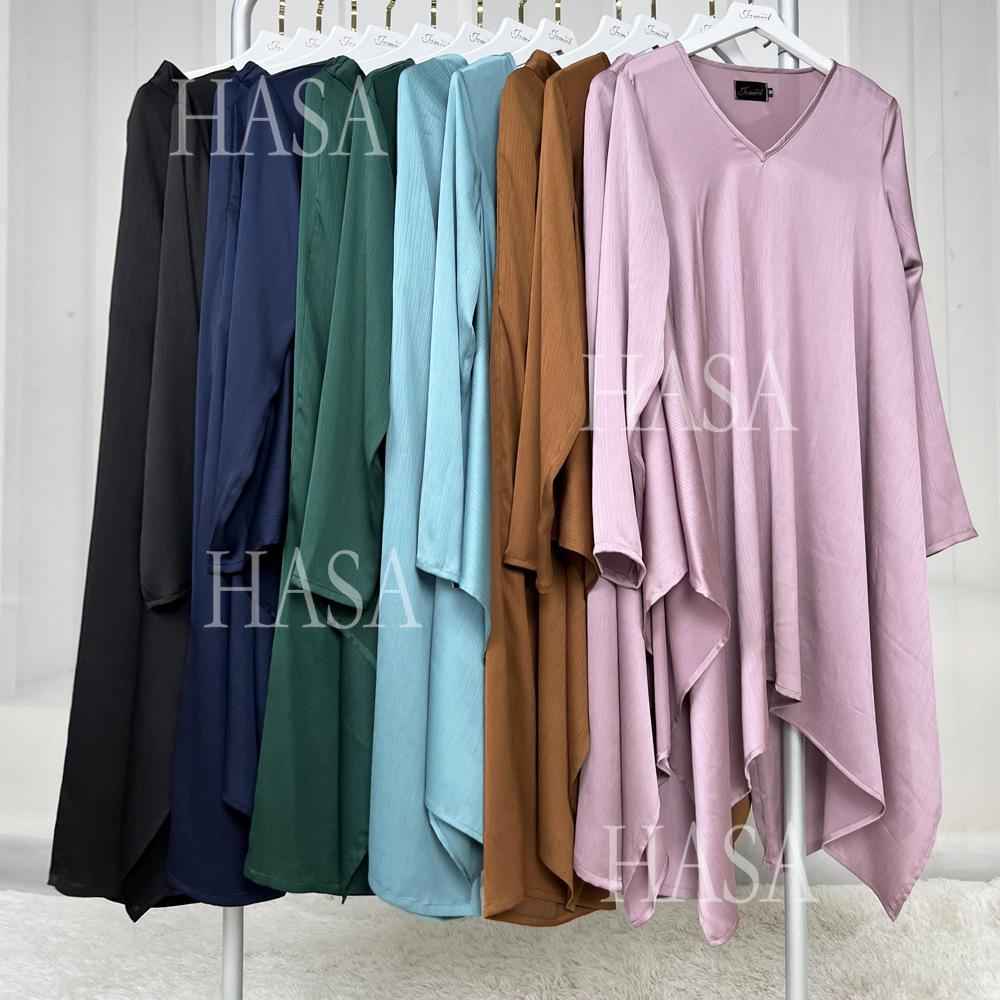 LUMAYA5854 High-end crepe linen two-piece robe, irregular design shows fashion(Headband not included)