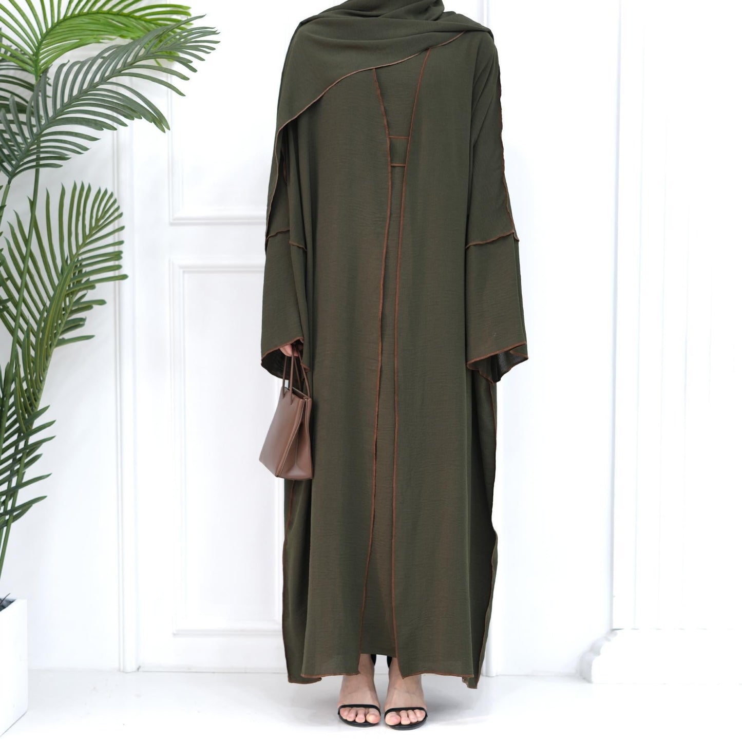 LUMAYA LM1095 3pcs Set Cardigan+without Sleeves Inner Dress+Hijab