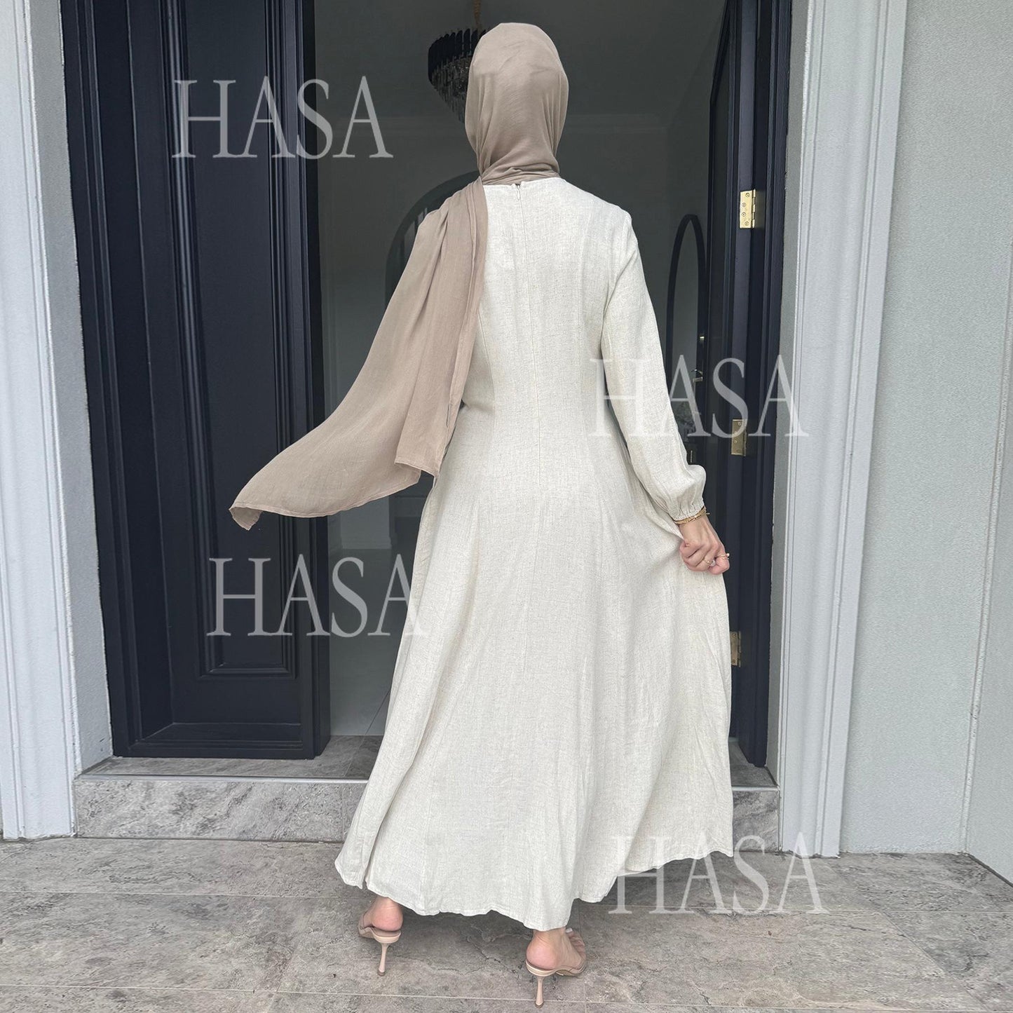 LMSA LM5868 Solid Color Swing Comfortable  Dress Robe Waist Cinching