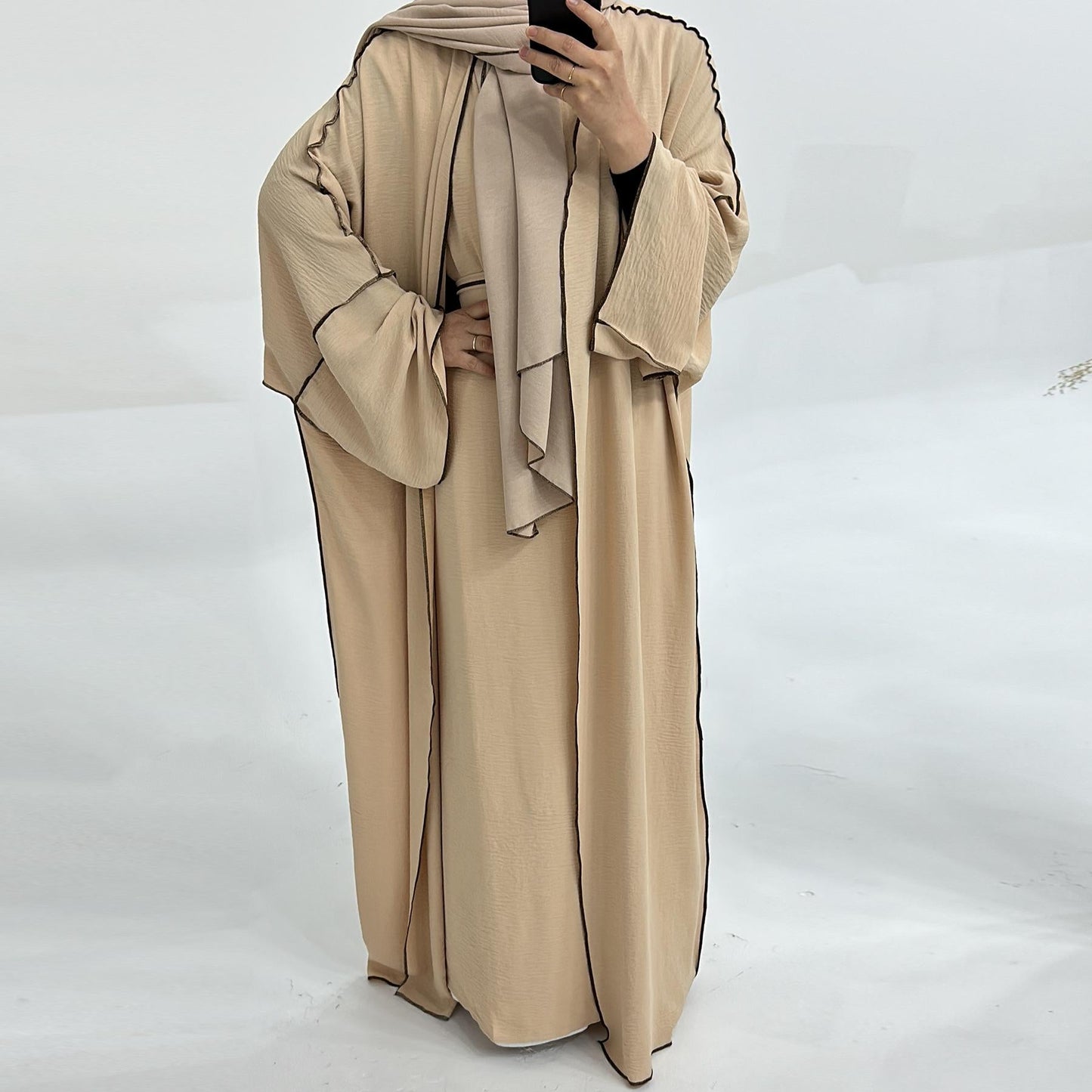 LUMAYA LM1182 3pcs Set Crepe Inner Dress and Cardigan and Hijab