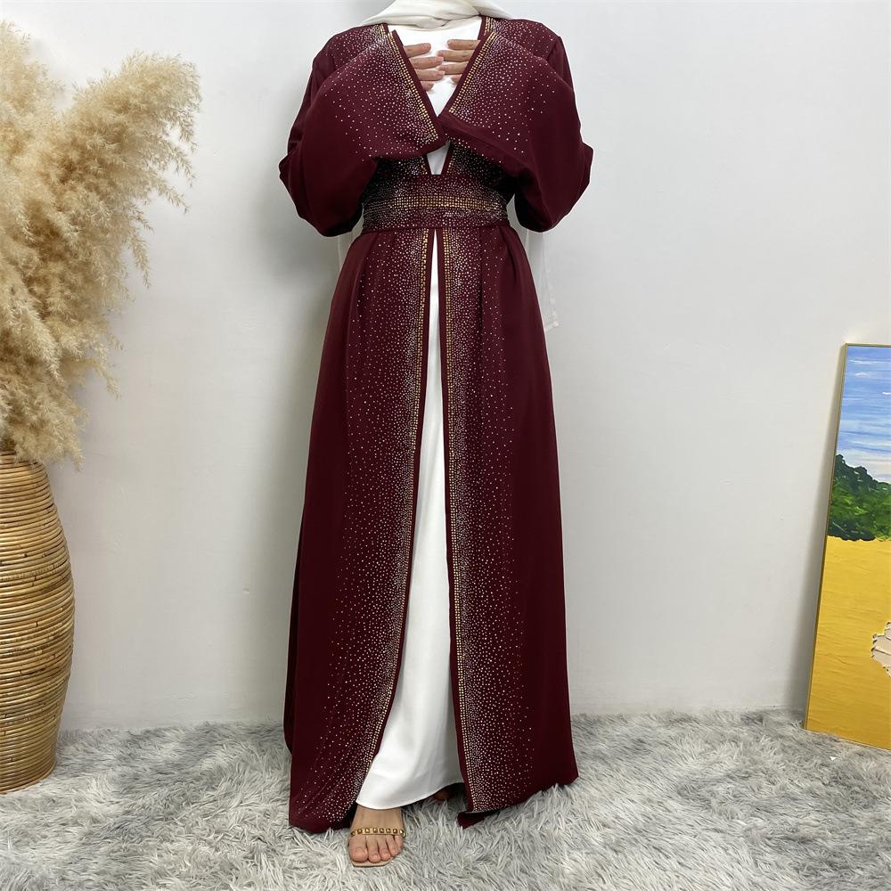 LUMAYA LUMAYA1086 Hot Diamond Lace Up Cardigan with Pocket Dress