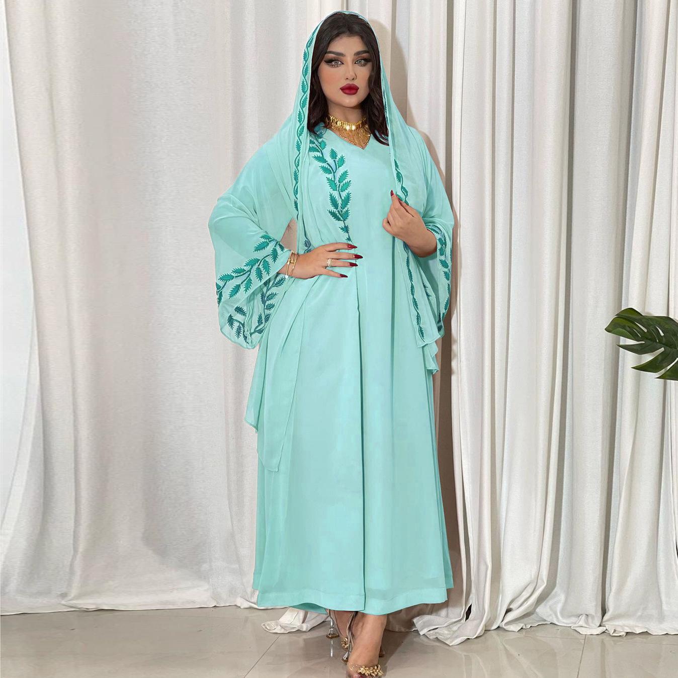 LUMAYA LUMAYA1050 2pcs Chiffon Long Muslim Dress with Hijab