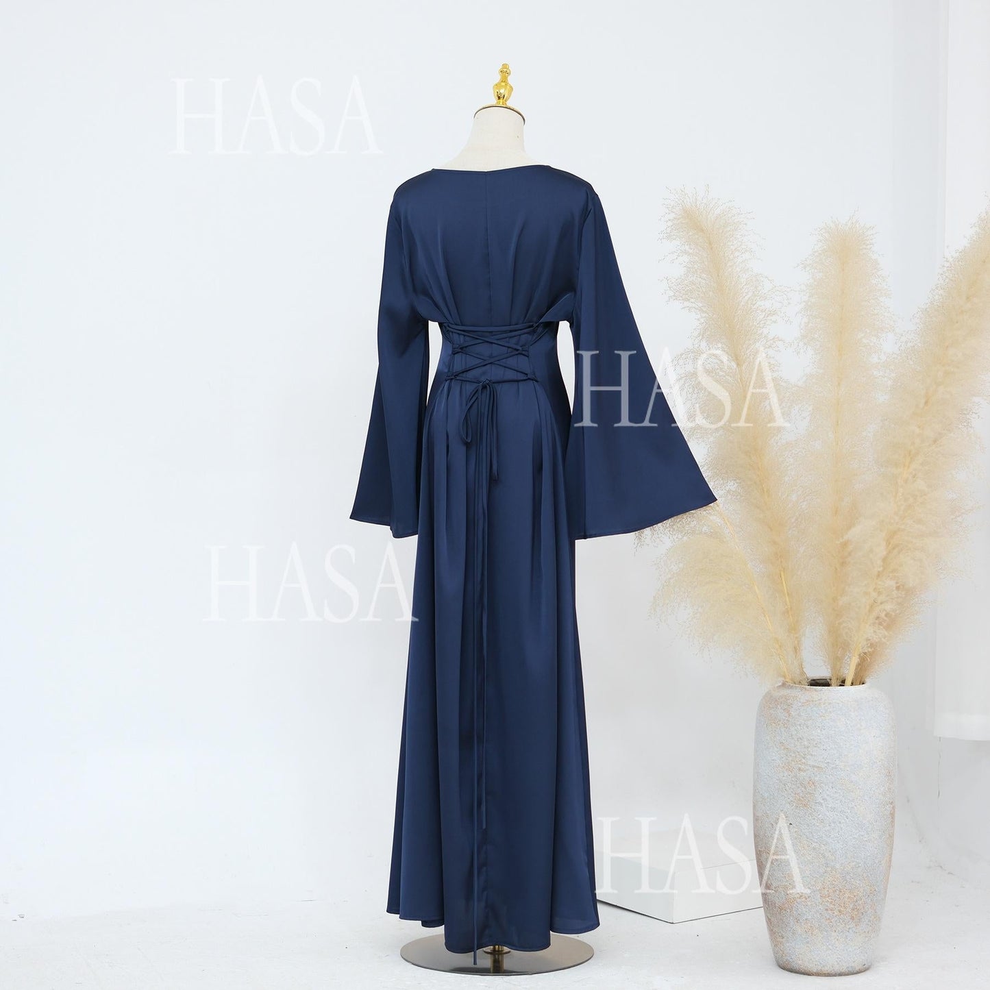 LUMAYA5870 Elegant drape two-piece robe dress-Light luxury street style abaya girl