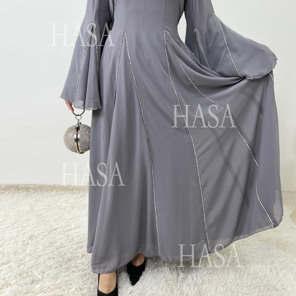 LUMAYA6497 Solid Color Light Luxury Chiffon Long Skirt Suit