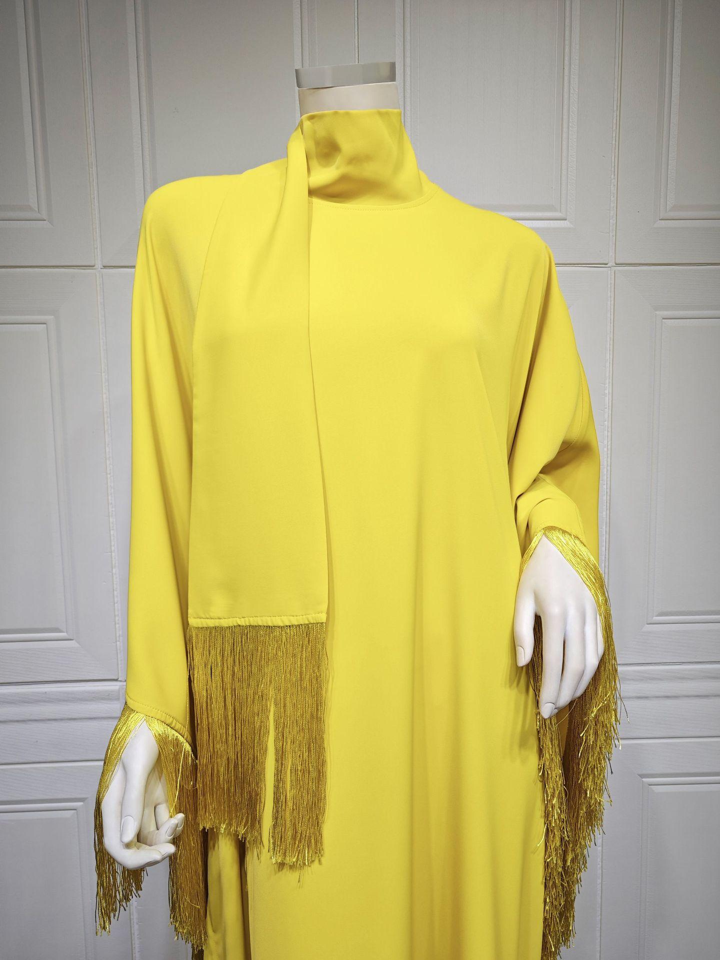 LUMAYA0467 Ladies Dolman Sleeve Tassel Kaftan High Fashion Dress modest party dress