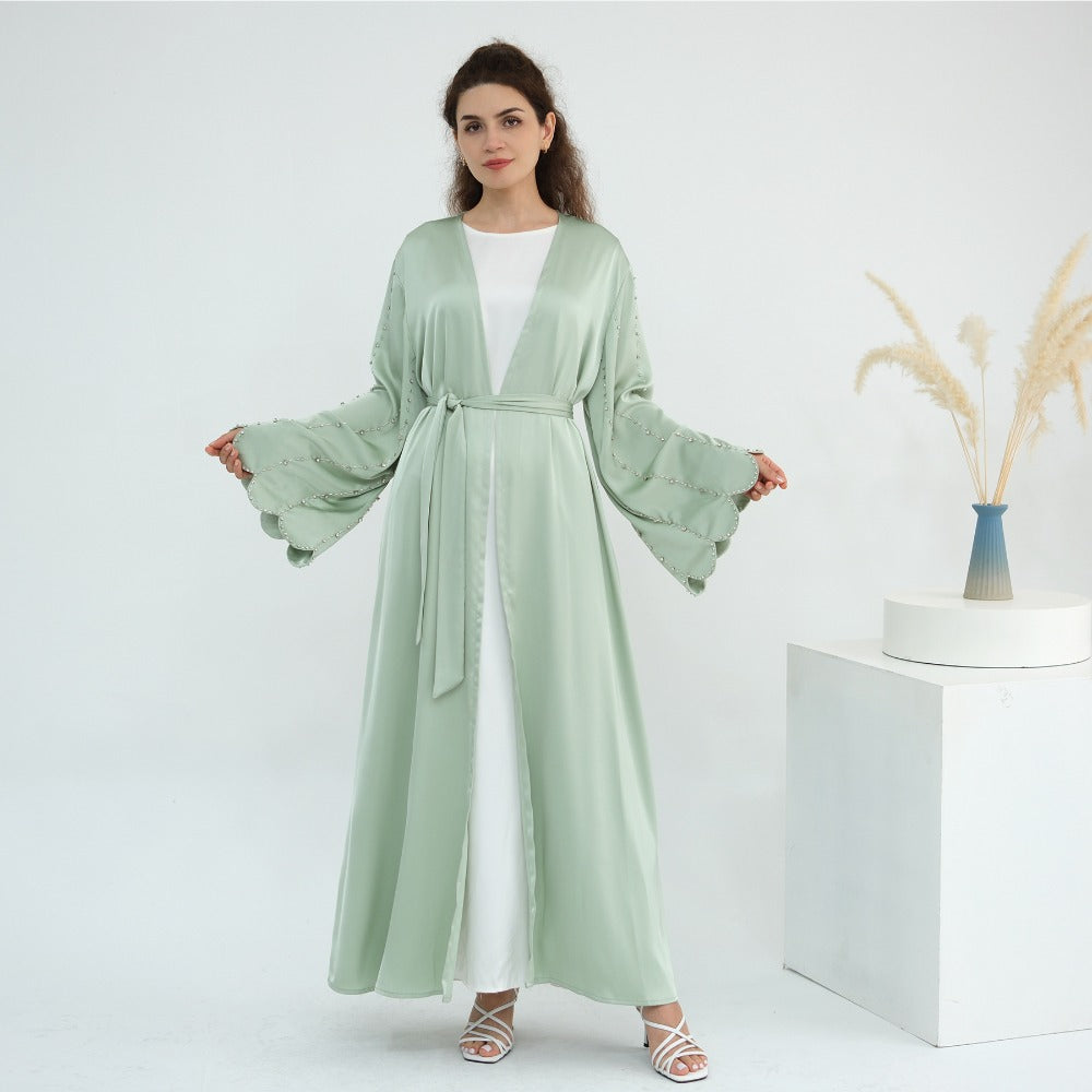 LM6602 Fully LMnd-beaded long cardigan jacket (headscarf not included)