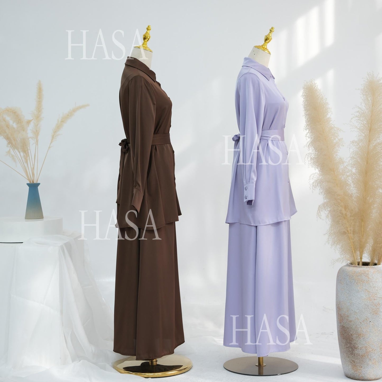 LUMAYA5874 Gentle Lace-up Two-piece Suit, Simple Texture, First Choice for Daily Wear abaya girl