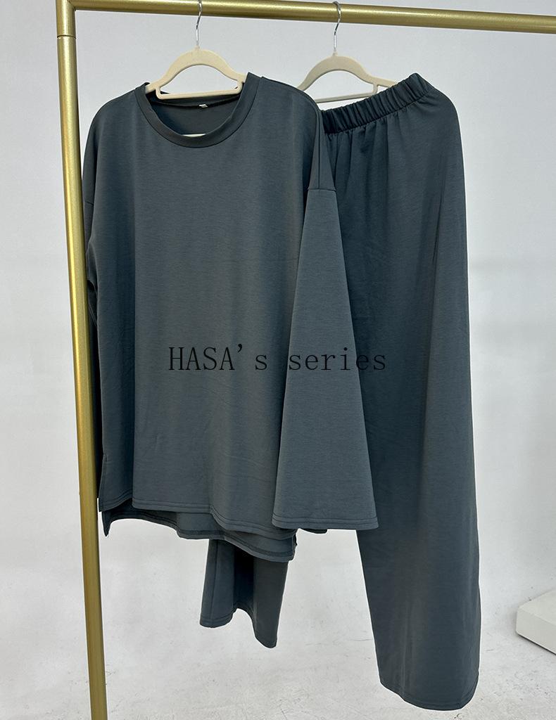 LUMAYA5488 Fashionable and Comfortable Loose Two-piece Suit - Simple Solid Color Design two  piece co  ords