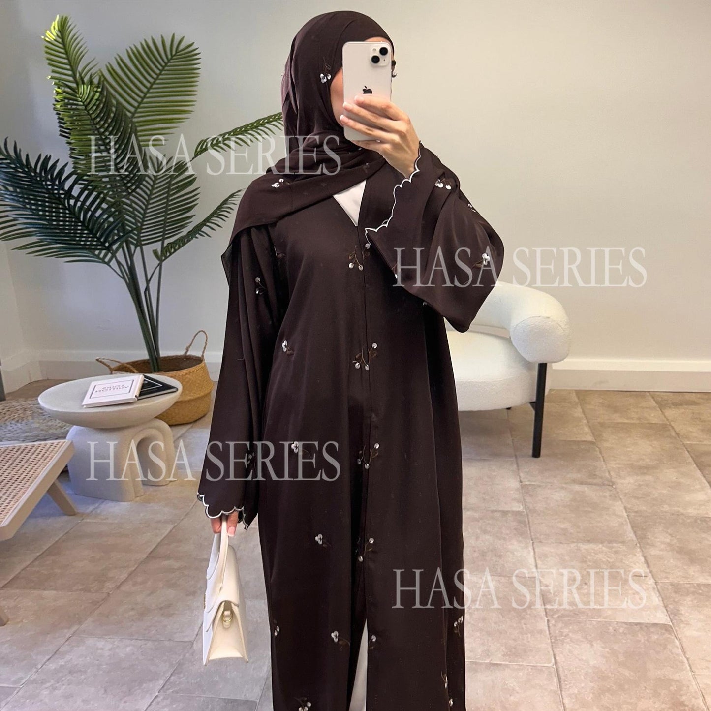 LUMAYASASERIES LUMAYA6682 Embroidered Floral Pattern Long Cardigan