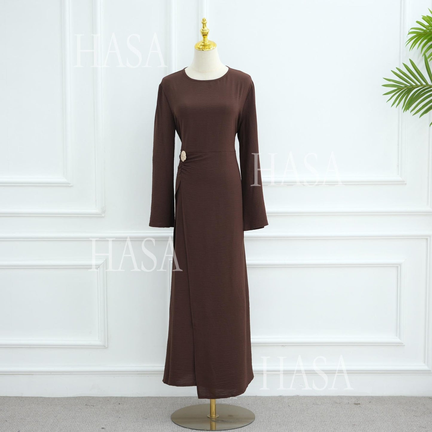 LUMAYA6549 Minimalist Abaya with Waist Detail