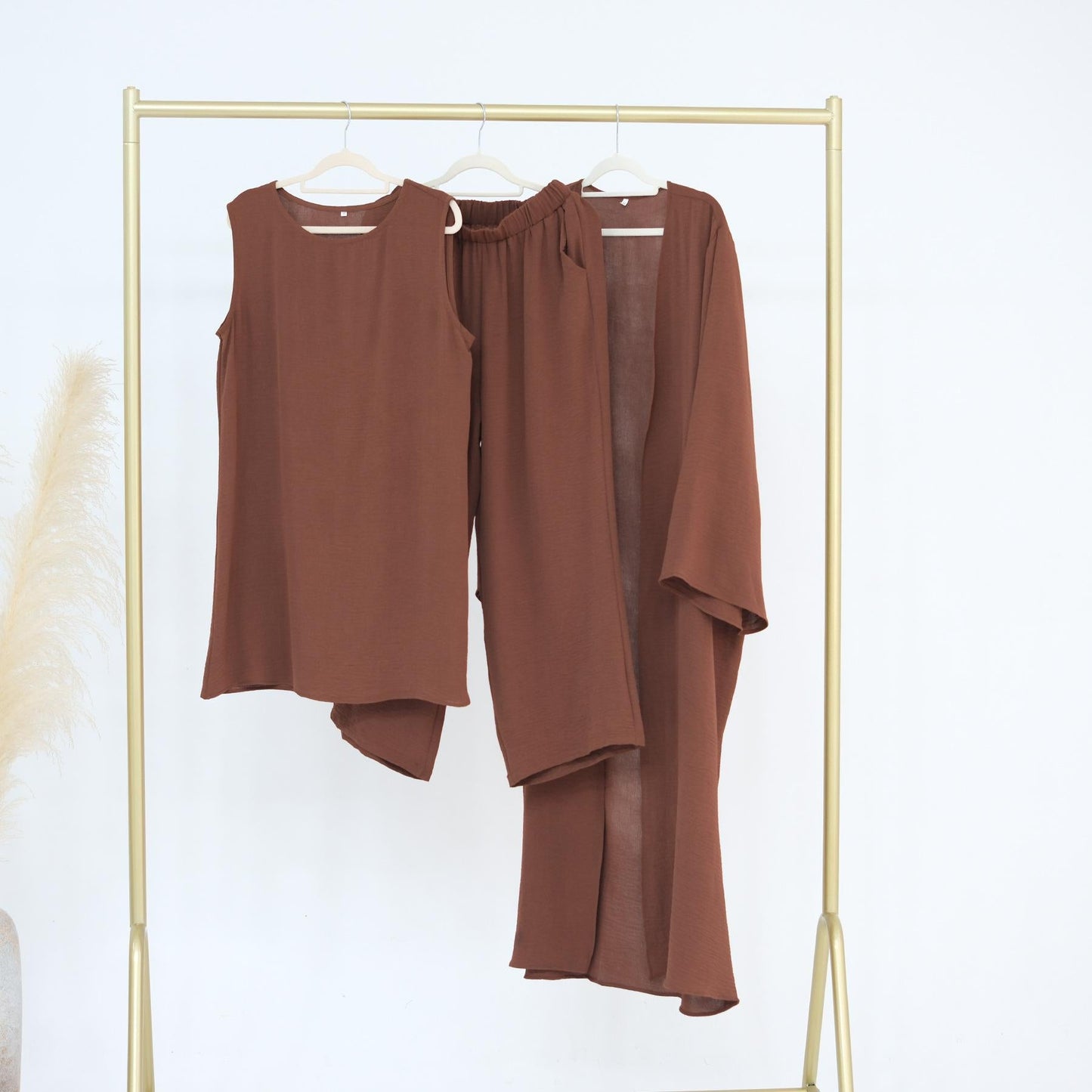 LM5107 Classic Solid Color Three-piece Suit - Loose Long Design Combination