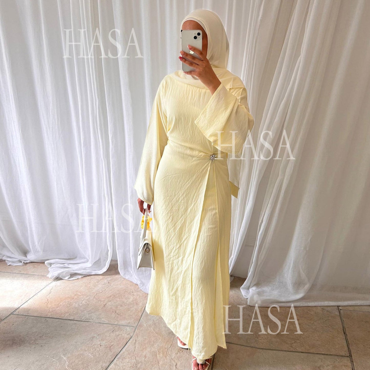 LUMAYA6549 Minimalist Abaya with Waist Detail