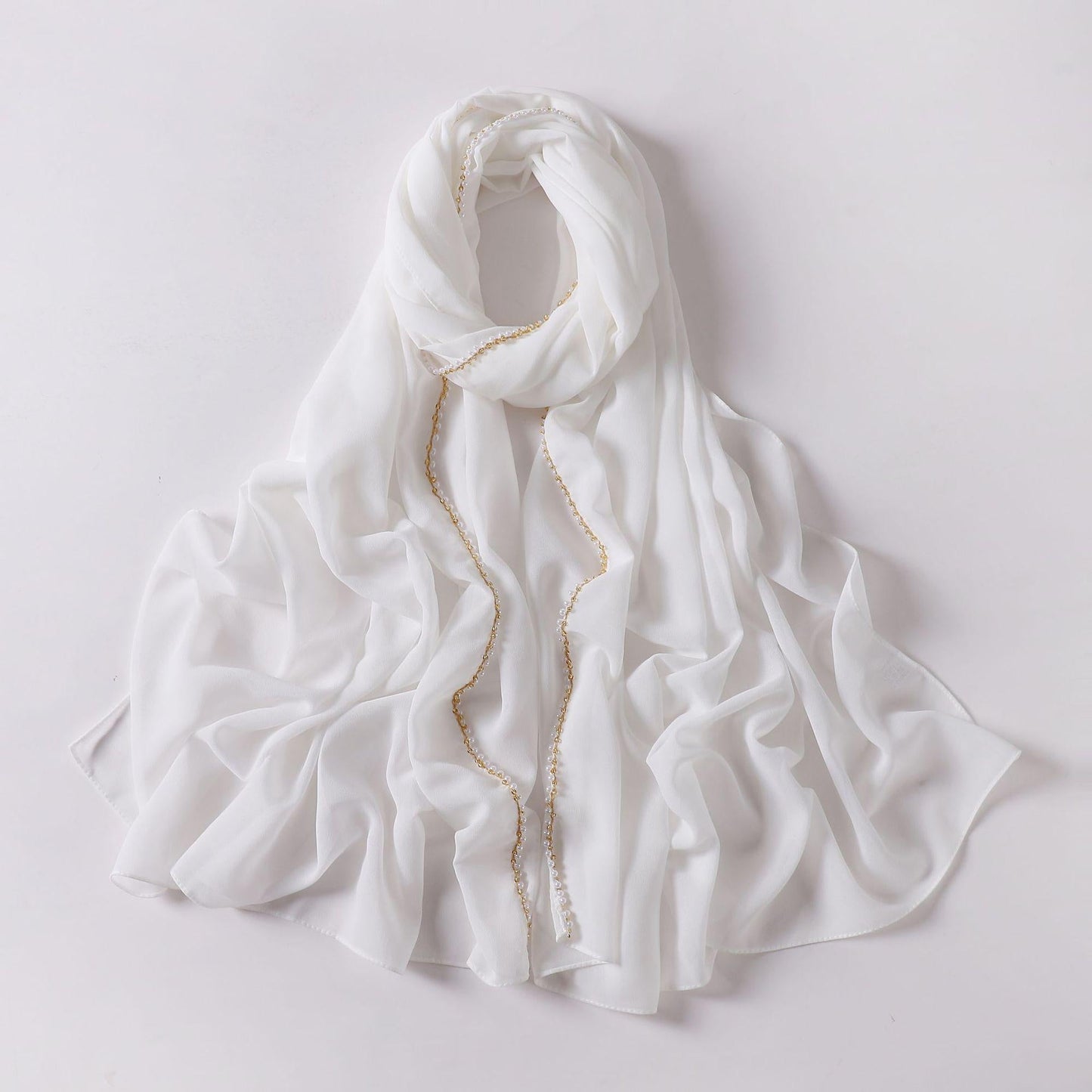 LUMAYA LM1116 Pearl Chiffon Headband Hijab