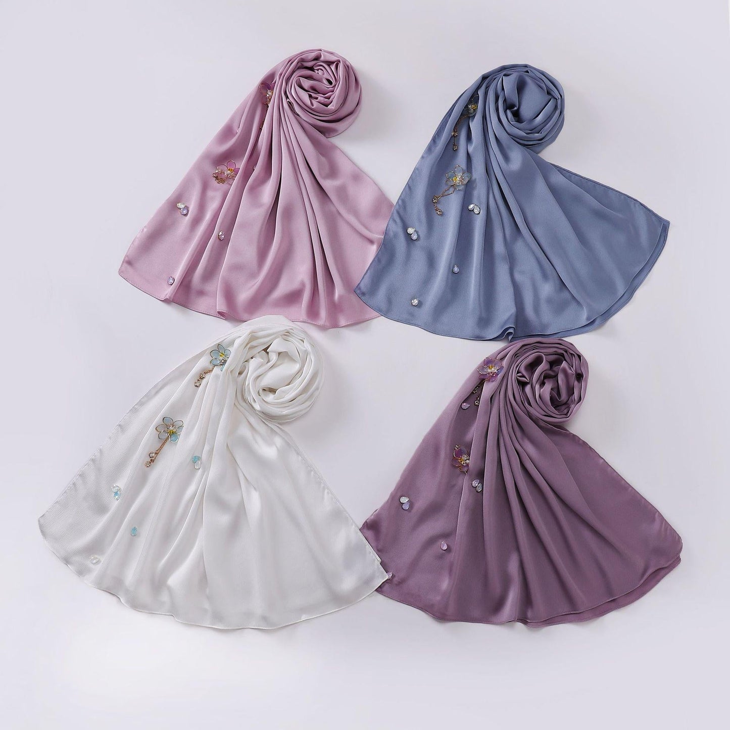 LUMAYA LM1115 Chiffon LMndsewn Flower Headband Hijab