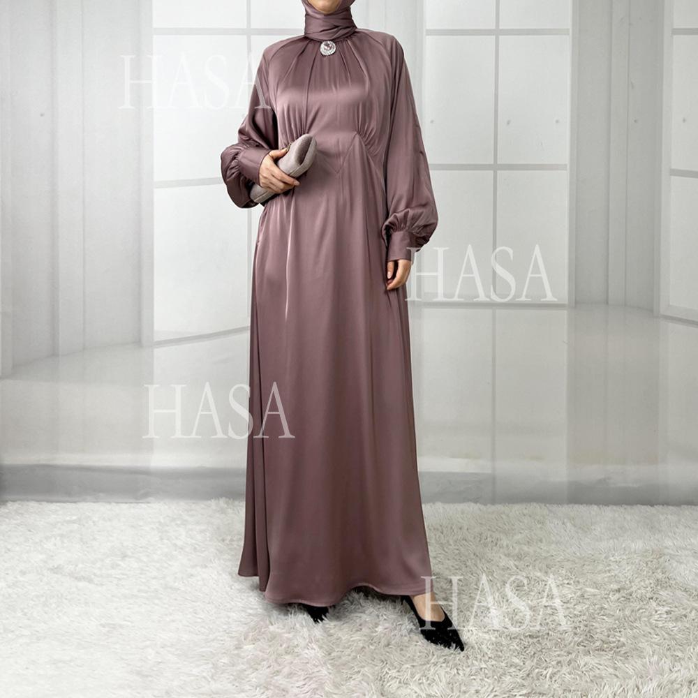 LUMAYA5859 High-end Silk Satin Robe (headscarf Not Included), Elegant Design Exudes Luxurious Texture