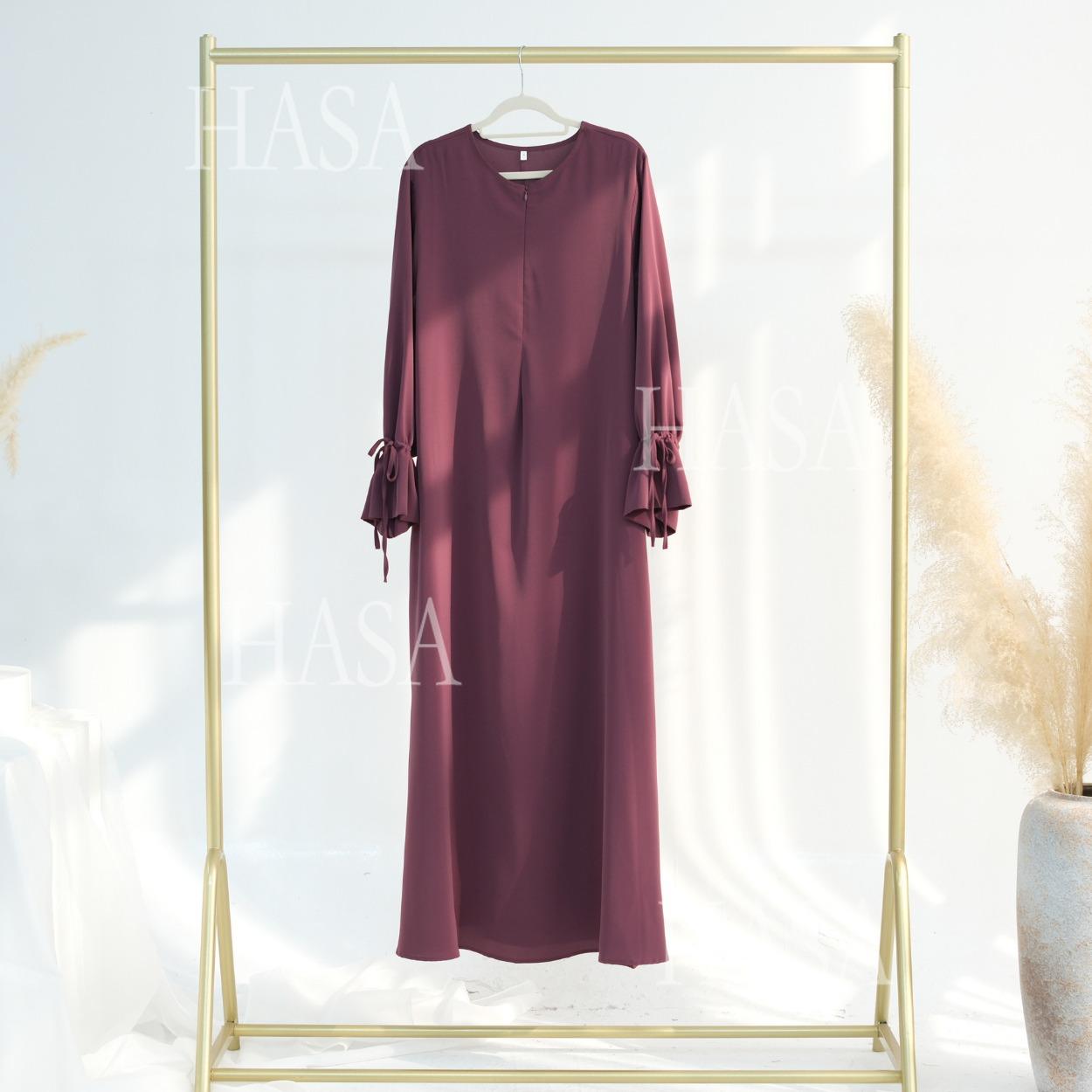 LUMAYA5861 Solid Color Sleeve Robe (without Headscarf), Elegant Temperament Instantly abaya girl