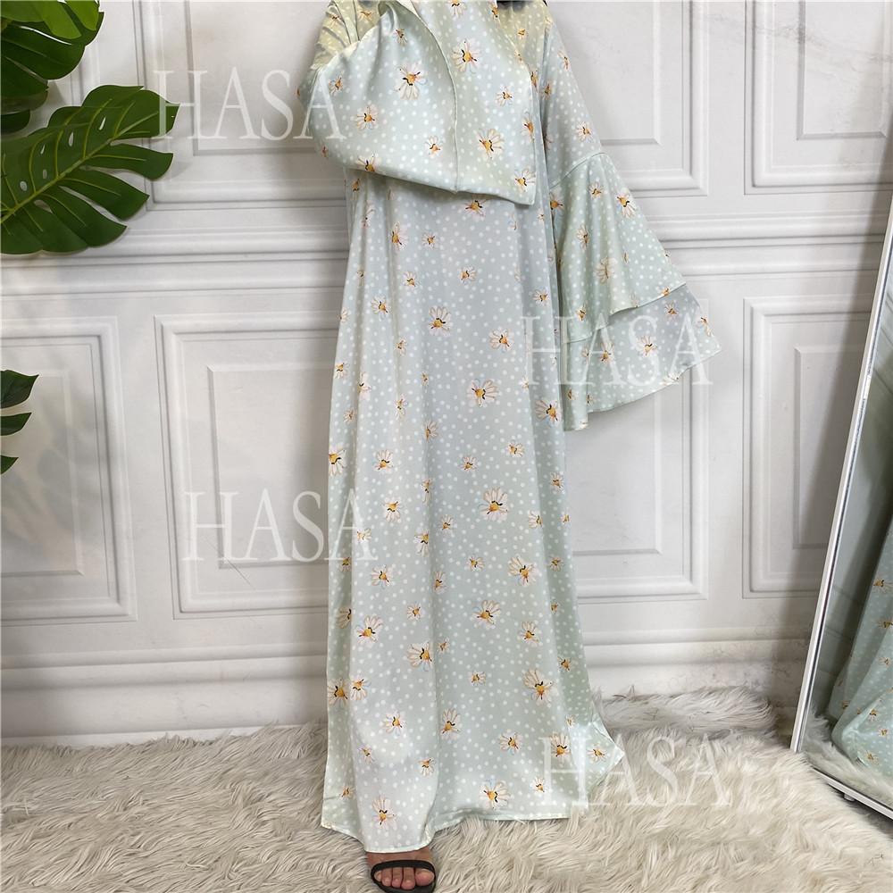 LM6590 Fashionable Printed Loose-fitting Dress with Lace-up Design and Wide Swing